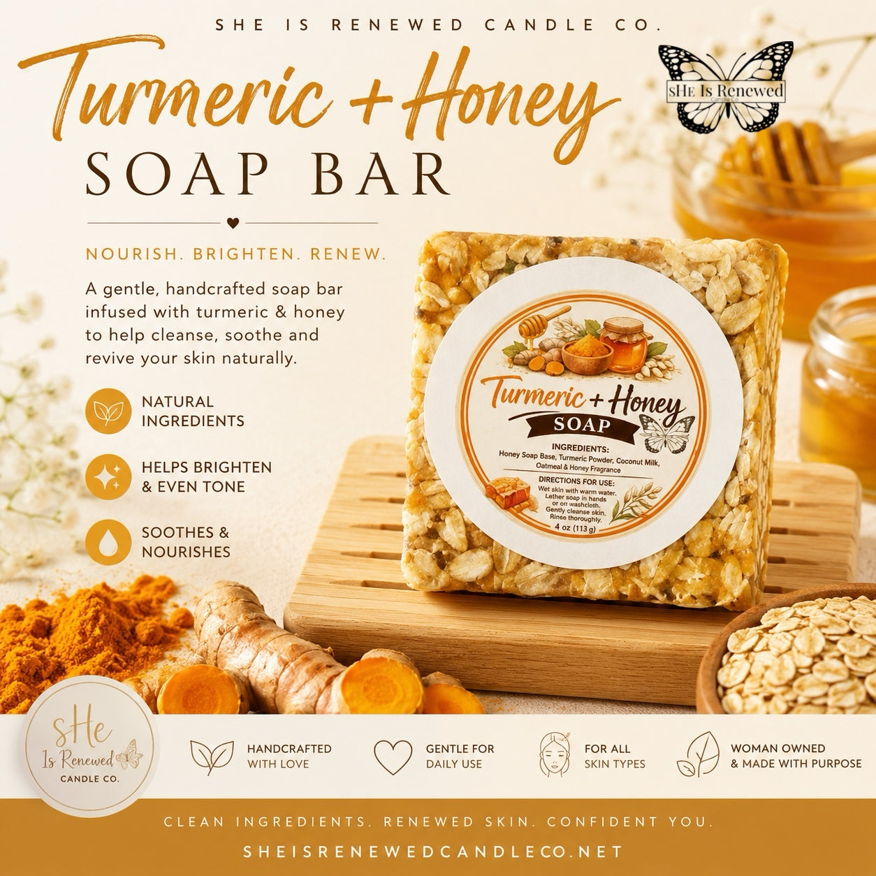 Turmeric + Honey Soap Bar