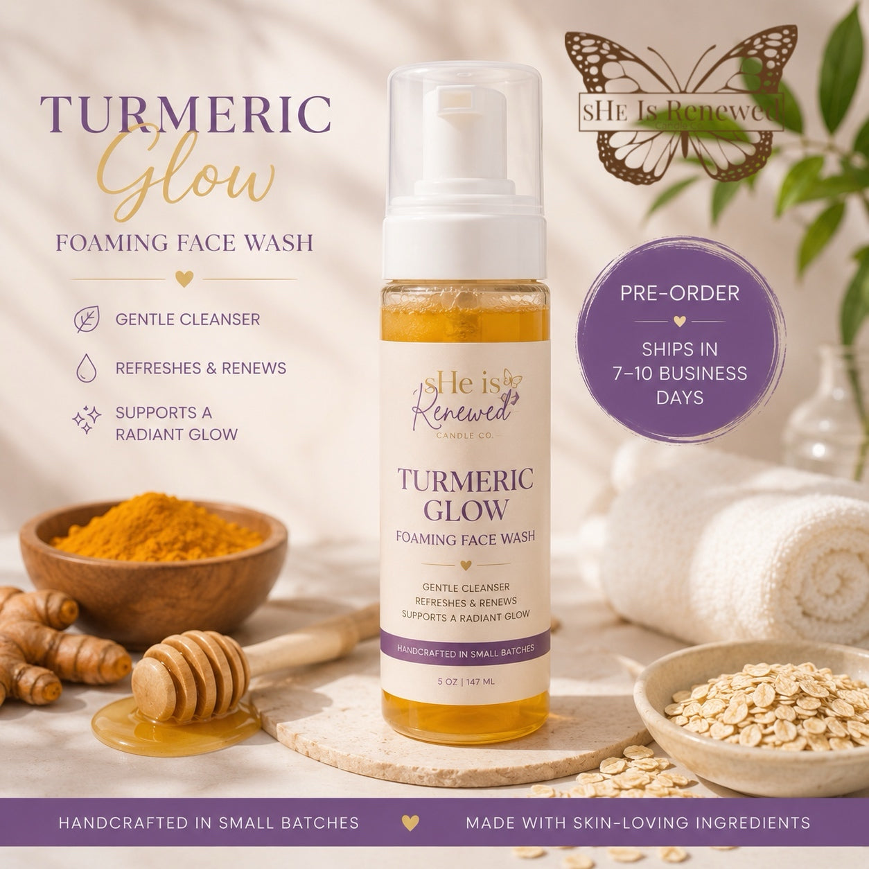 Turmeric Glow Foaming Face Wash (Pre-Order)